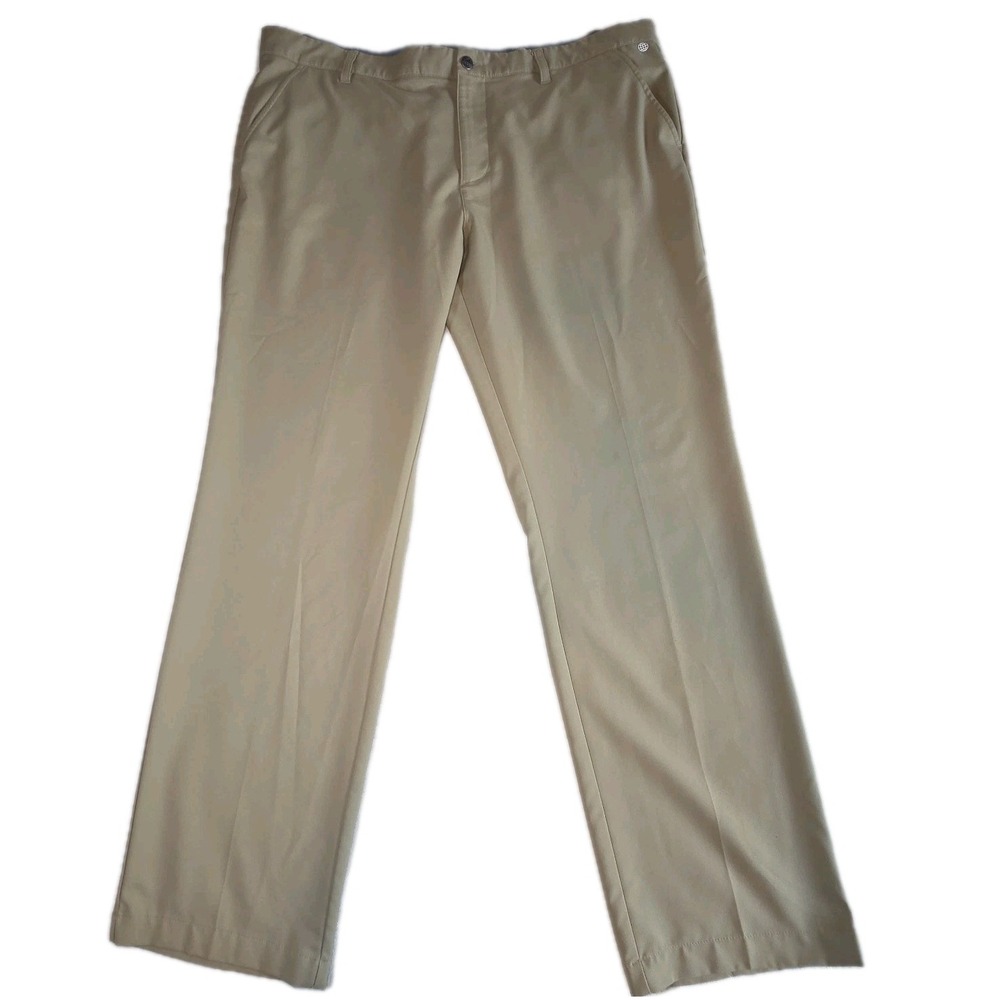 ADIDAS Golf Pants Mens 40x32 Beige Straight Fit Performance Flat Front